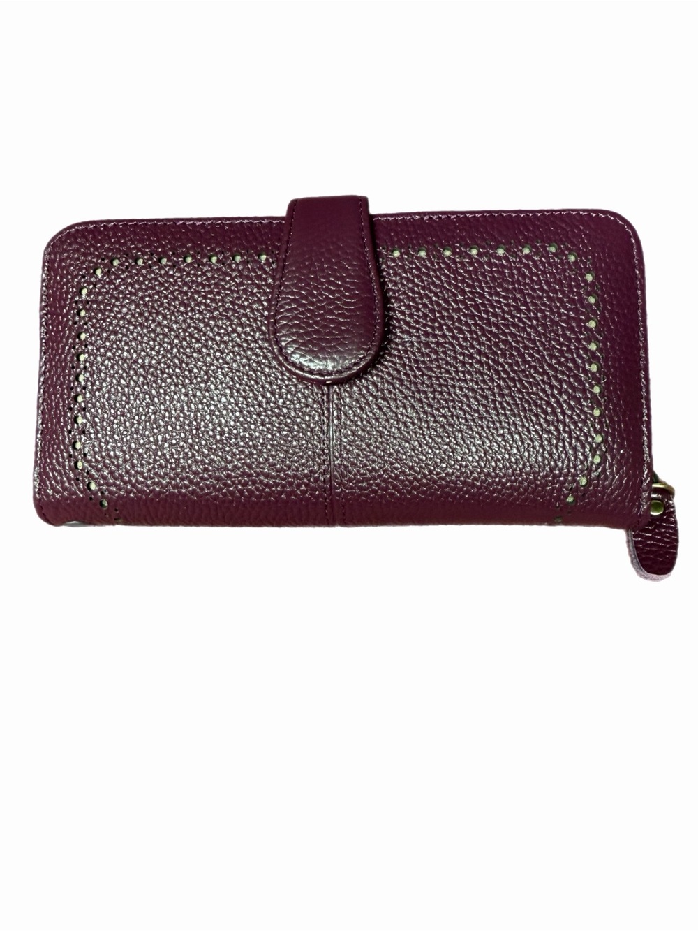 Leather Snap Wallet - Plum
